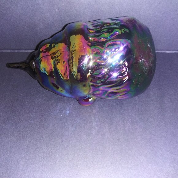 Santa Purple Iridescent Glass 5 Inch Head Hanging Ornament Christmas Decor - Picture 6 of 9